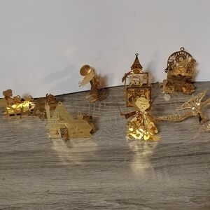 Gold Metal Decorative Lund Vintage Collectible Christmas Ornaments